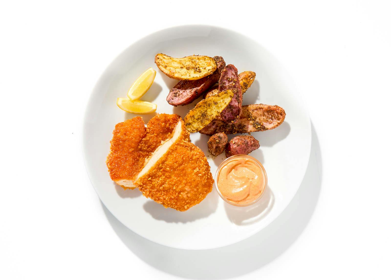 Chef's Surprise Bundle: Crispy Chicken Cutlet with Za’atar Rainbow Potatoes + Mystery Meals